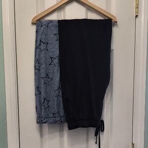 Navy and Blue Star Print Pajama Pants, Petite L